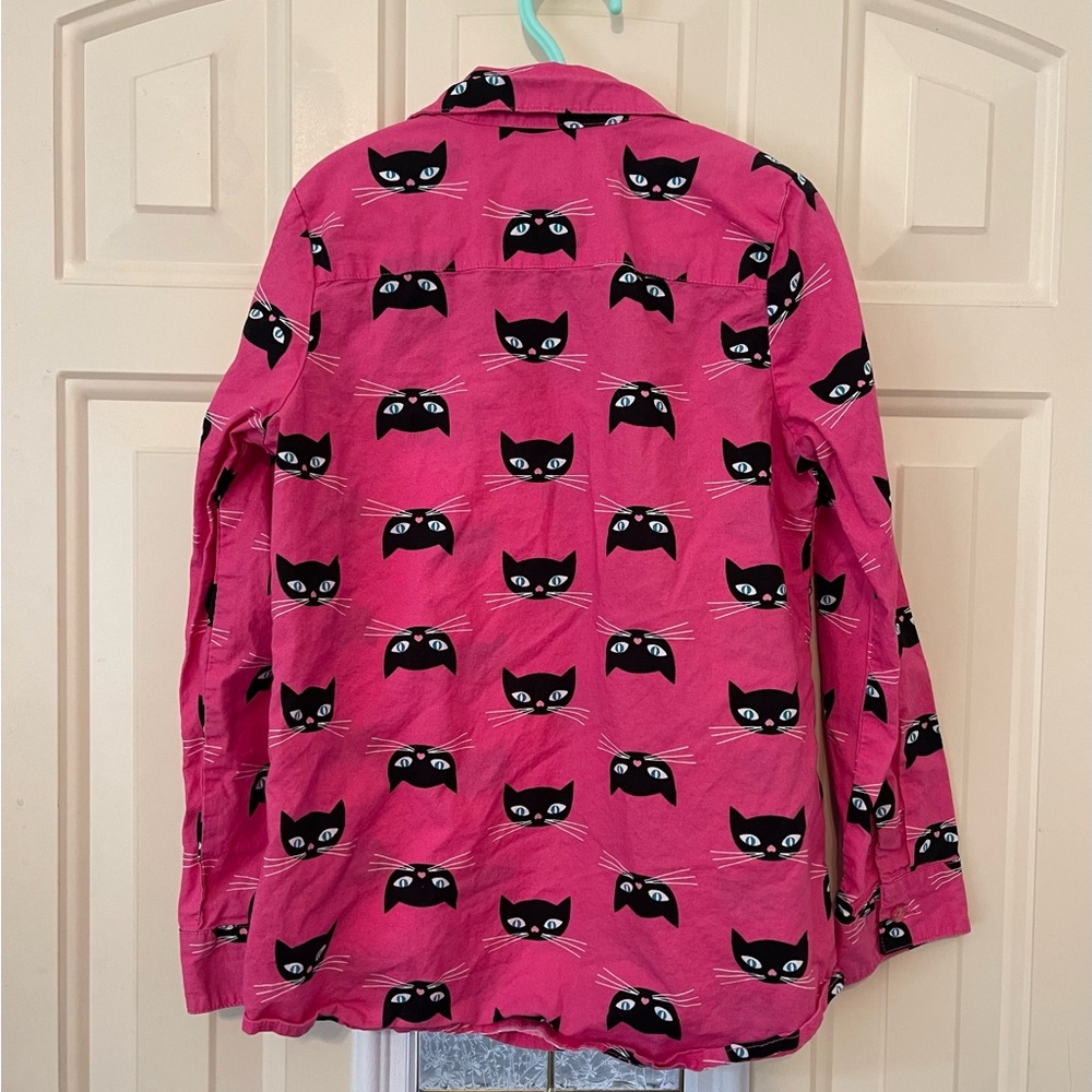 Girls Faded Glory Pink Cat Pattern Shirt - Picture 2 of 4